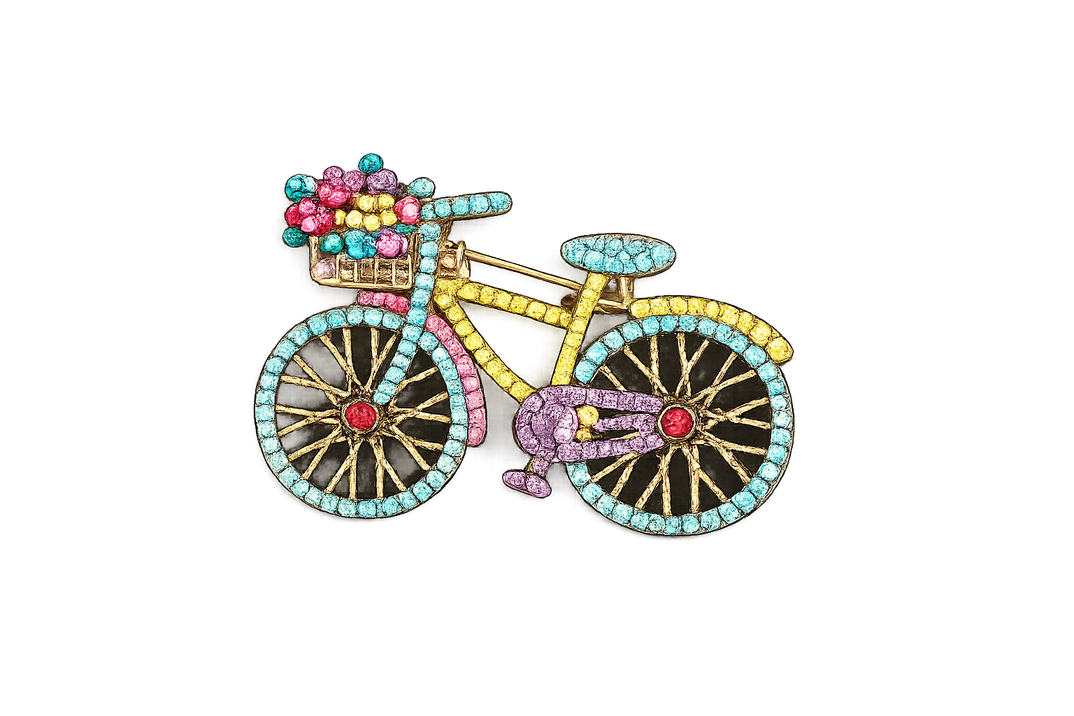 Vintage Crystal Bicycle Brooch Pin