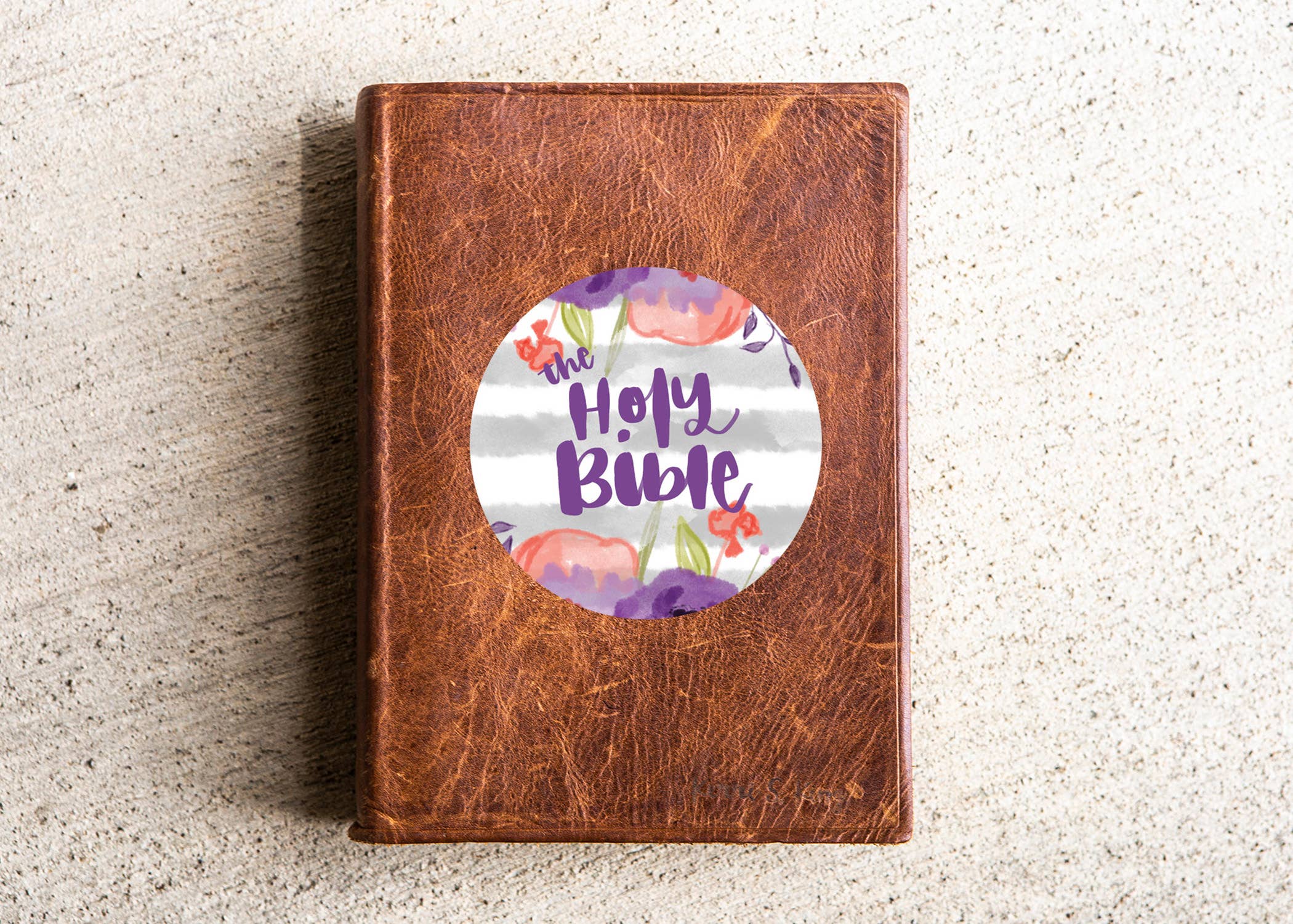 Floral Grey Stripe Bible Flair Vinyl Sticker Decal for Bible