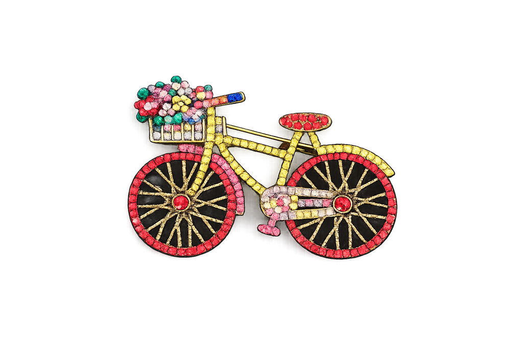 Vintage Crystal Bicycle Brooch Pin