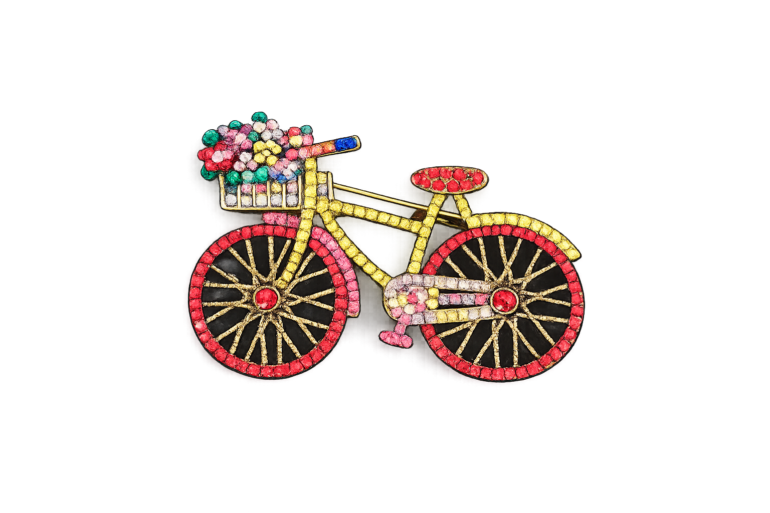 Vintage Crystal Bicycle Brooch Pin