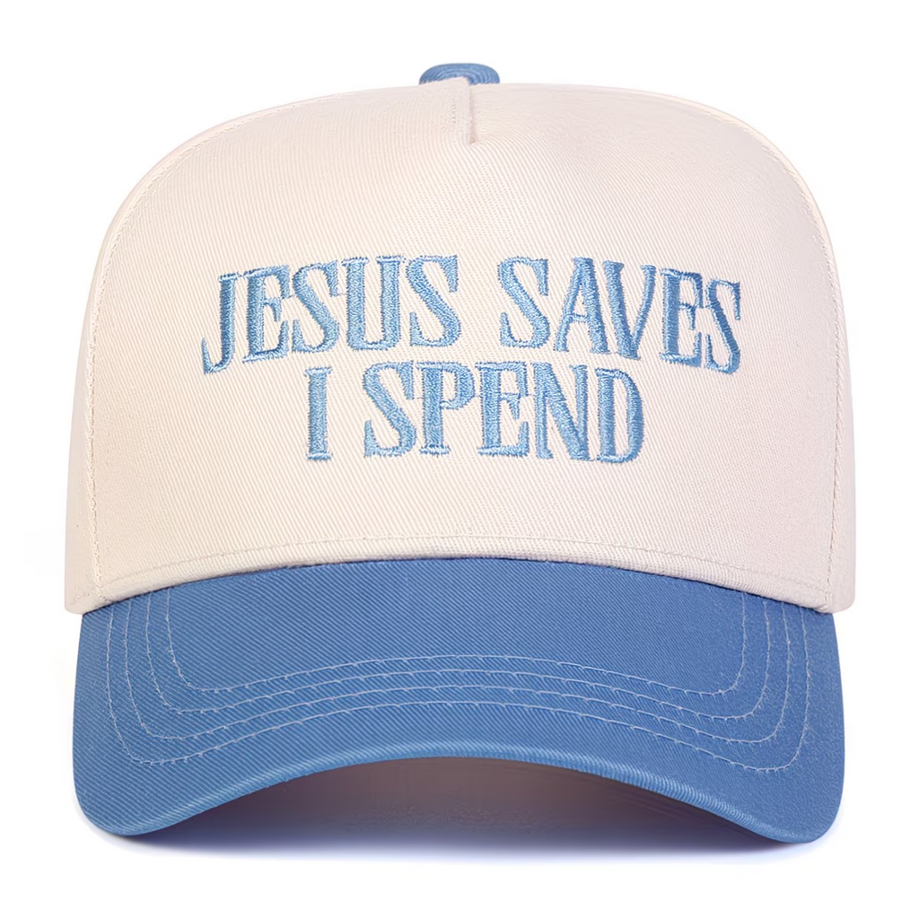 Jesus Saves I Spend” Classic Two-Tone Cap