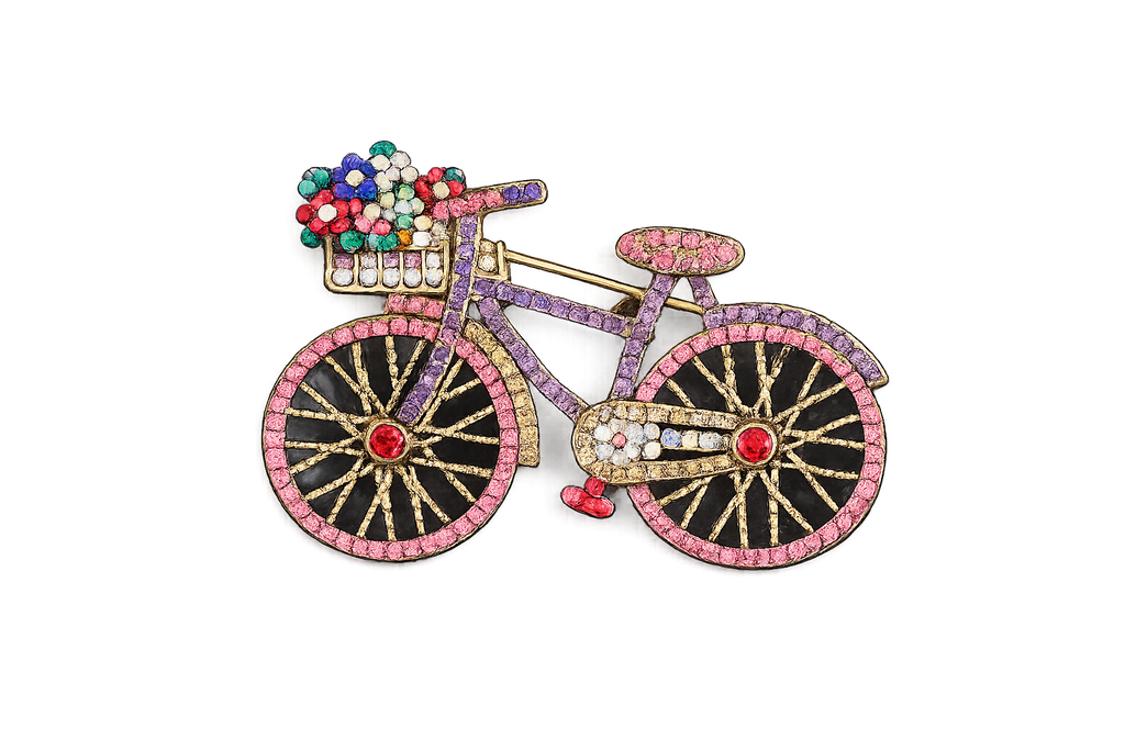 Vintage Crystal Bicycle Brooch Pin