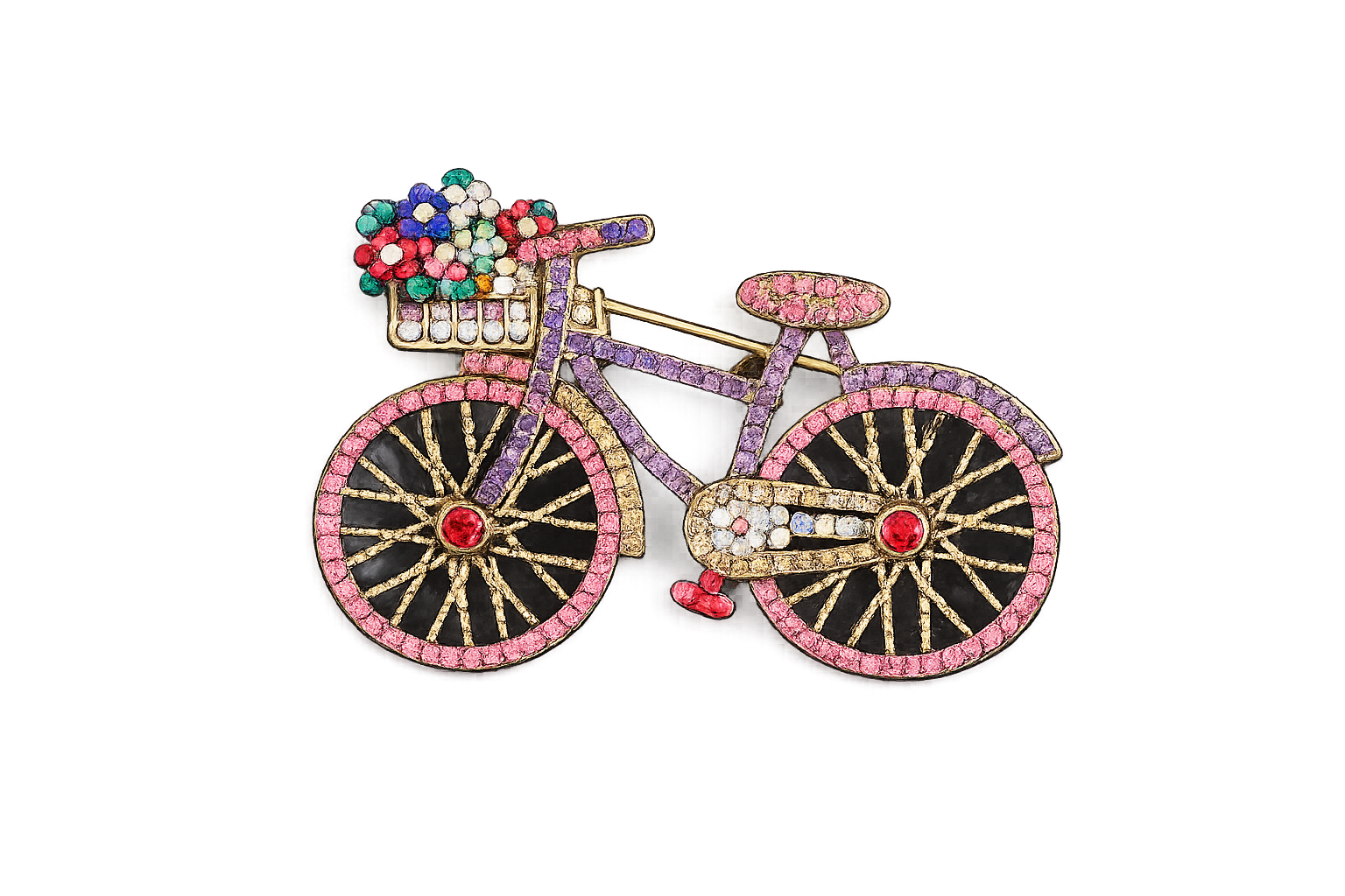 Vintage Crystal Bicycle Brooch Pin