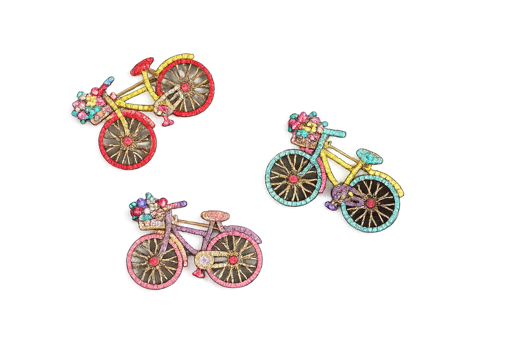 Vintage Crystal Bicycle Brooch Pin