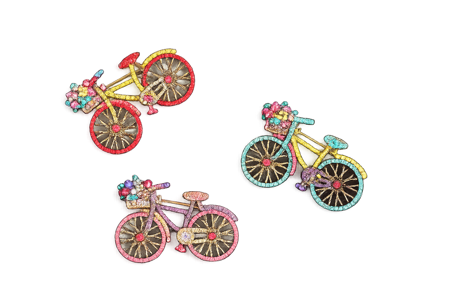 Vintage Crystal Bicycle Brooch Pin